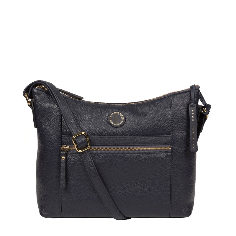'Sequoia' Navy Leather Shoulder Bag