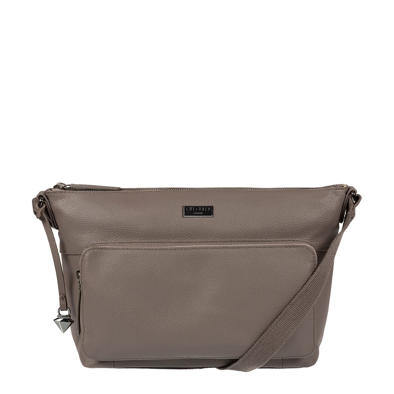 'Serrata' Grey Leather Cross-Body Bag