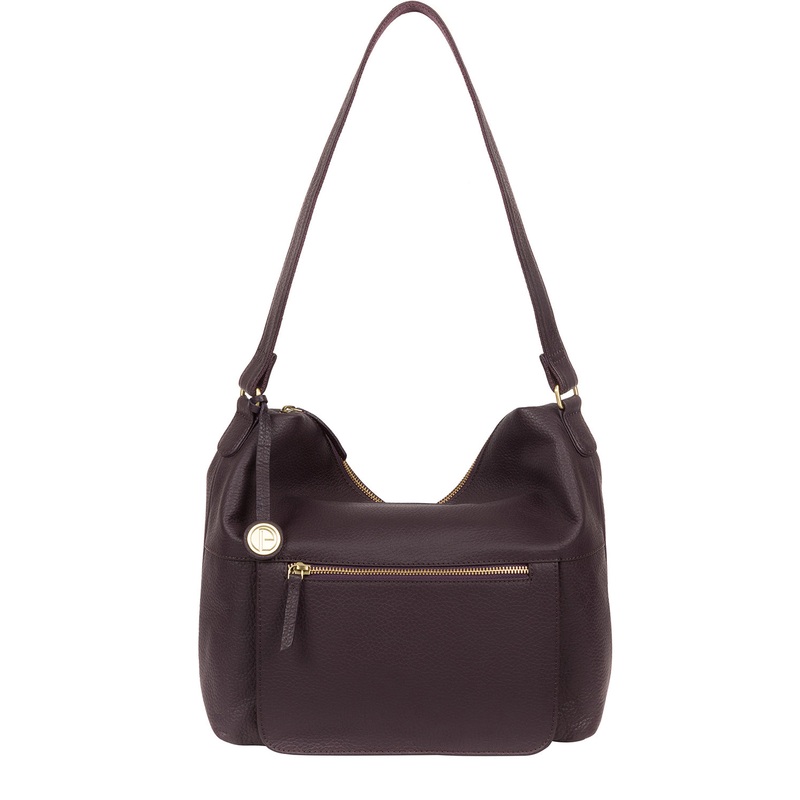 'Tadley' Plum Leather Shoulder Bag