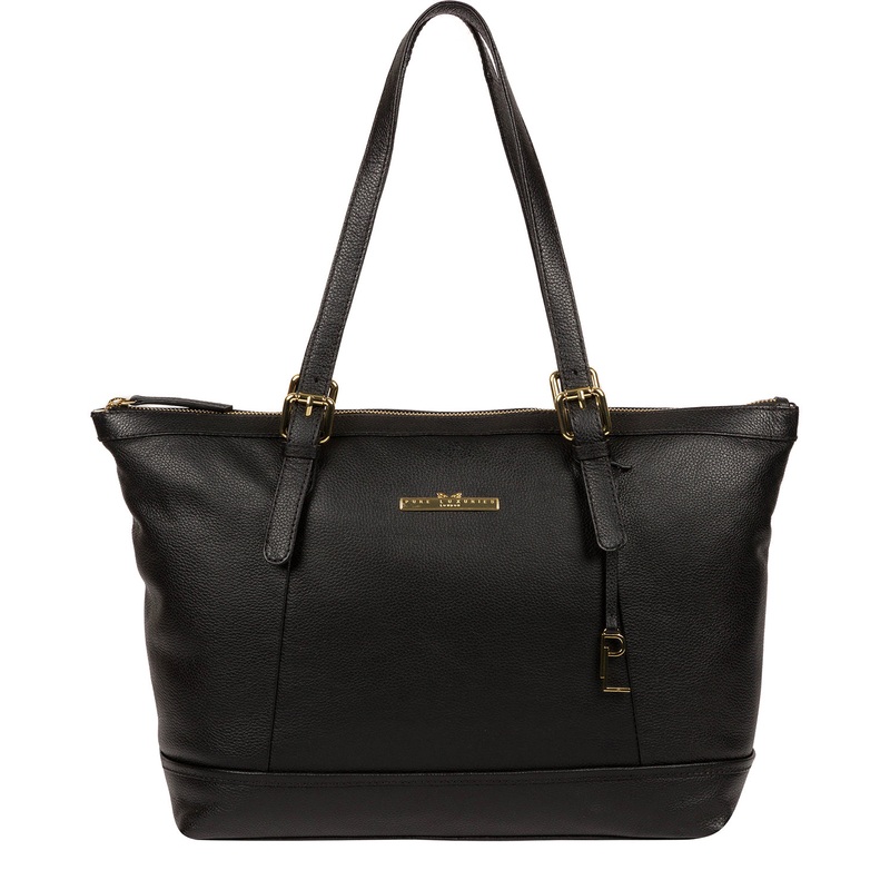 'Thame' Black Leather Tote Bag