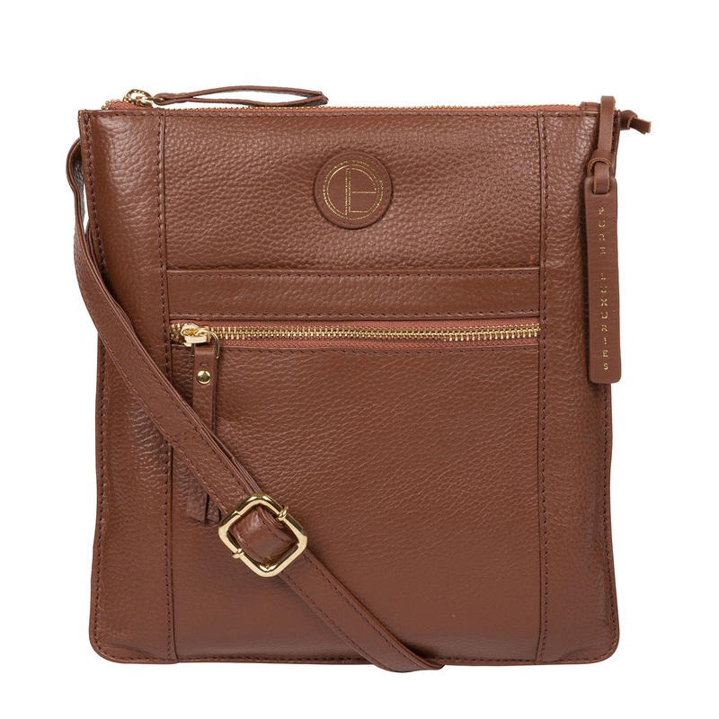 'Topaz' Dark Tan Leather Cross Body Bag