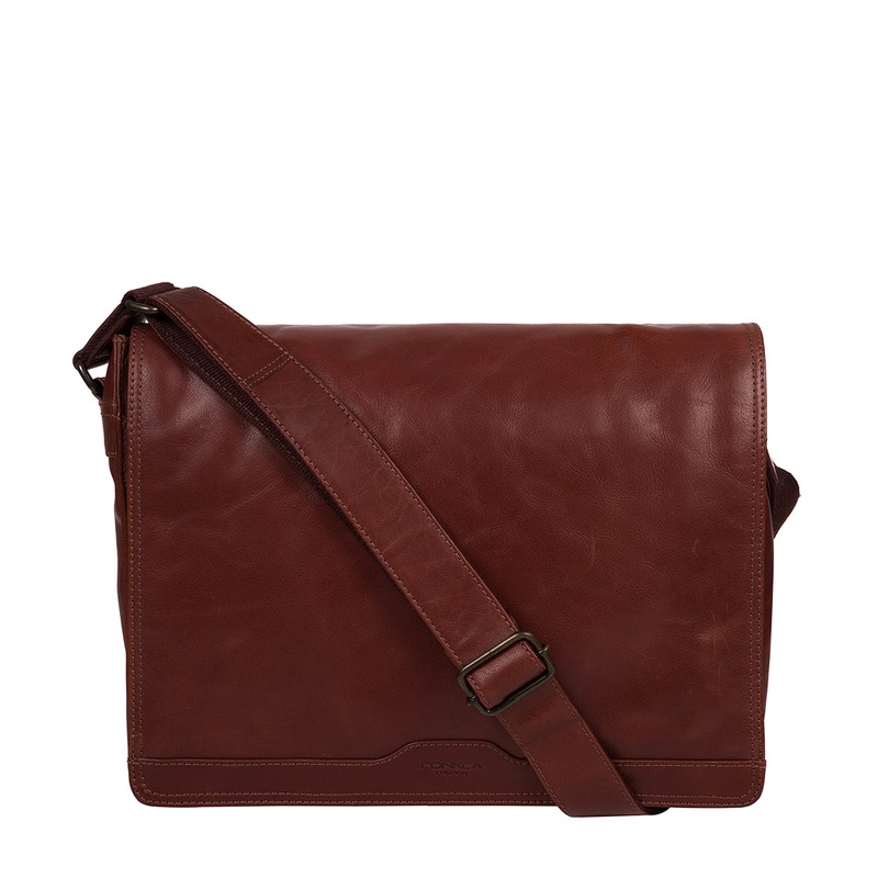 'Zico' Conker Brown Leather Messenger Bag