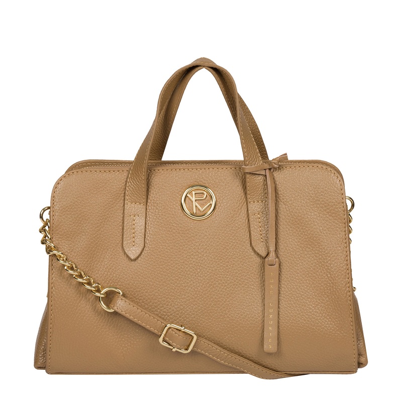 'Amelie' Metallic Champagne Leather Handbag