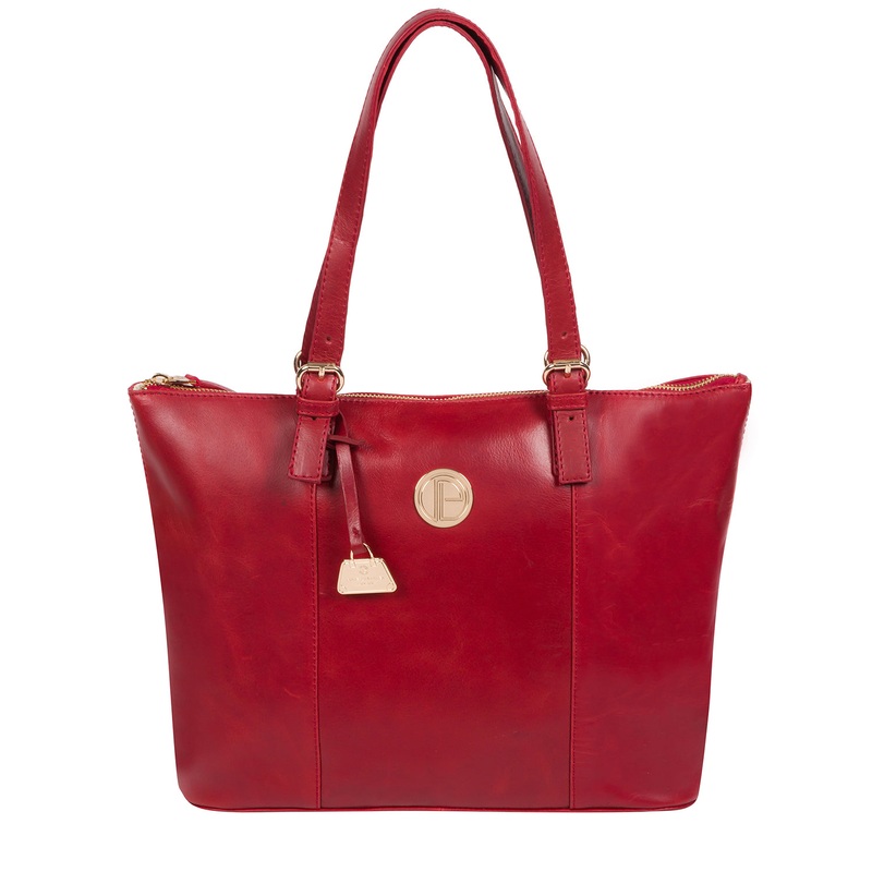 'Aster' Cherry Leather Tote Bag