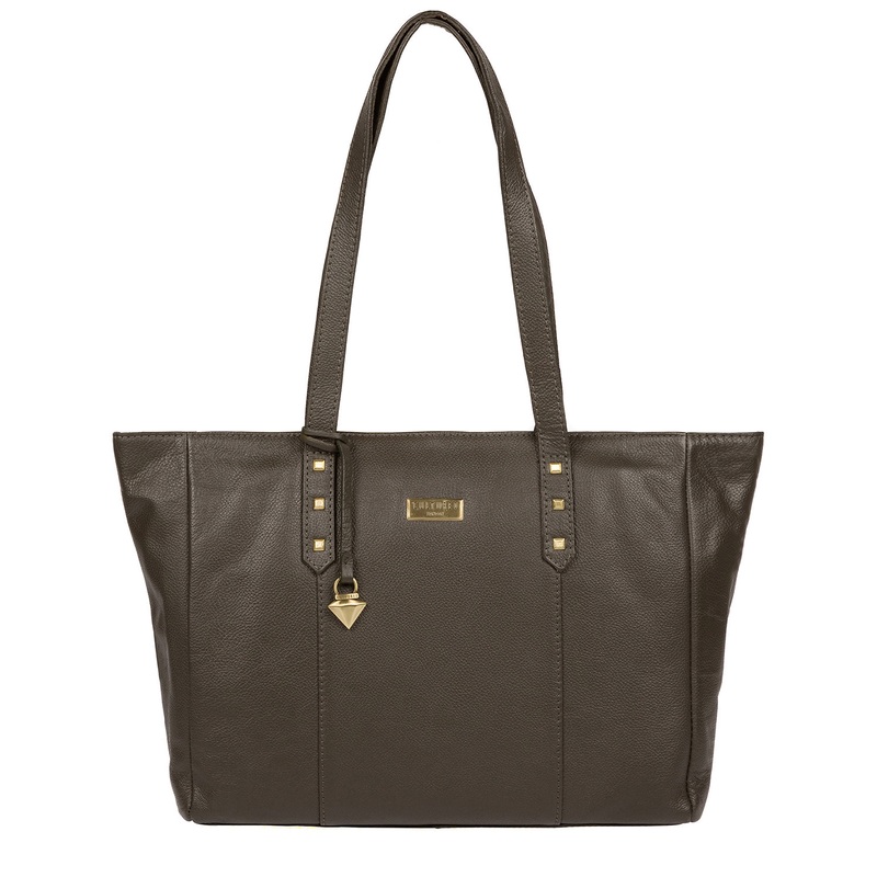 'Avery' Olive Leather Tote Bag