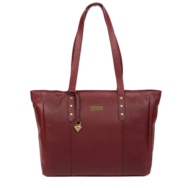 'Avery' Ruby Red Leather Tote Bag
