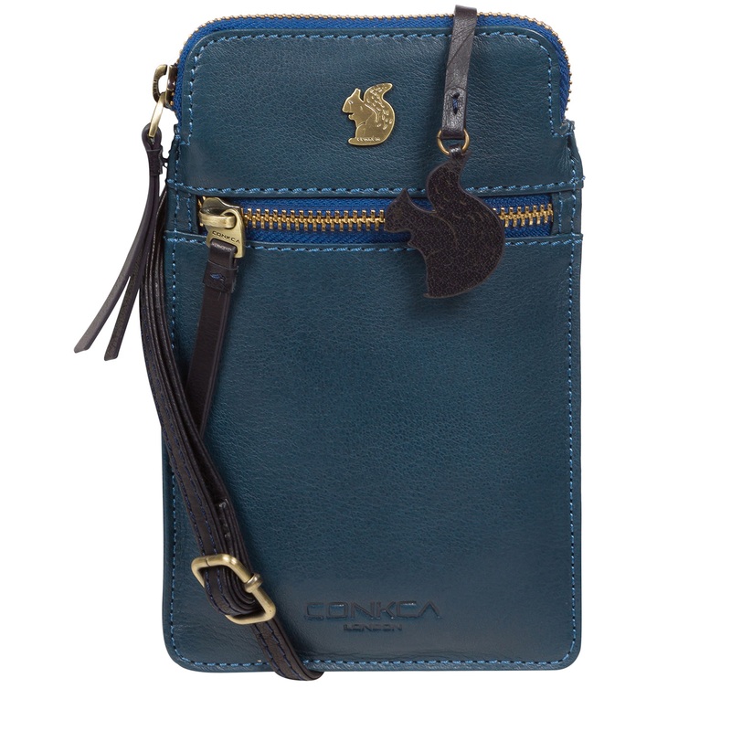 'Bambino' Snorkel Blue & Navy Leather Cross Body Phone Bag