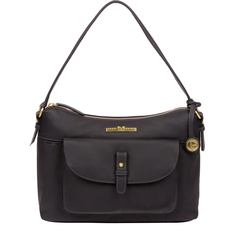 'Betsy' Navy Leather Shoulder Bag