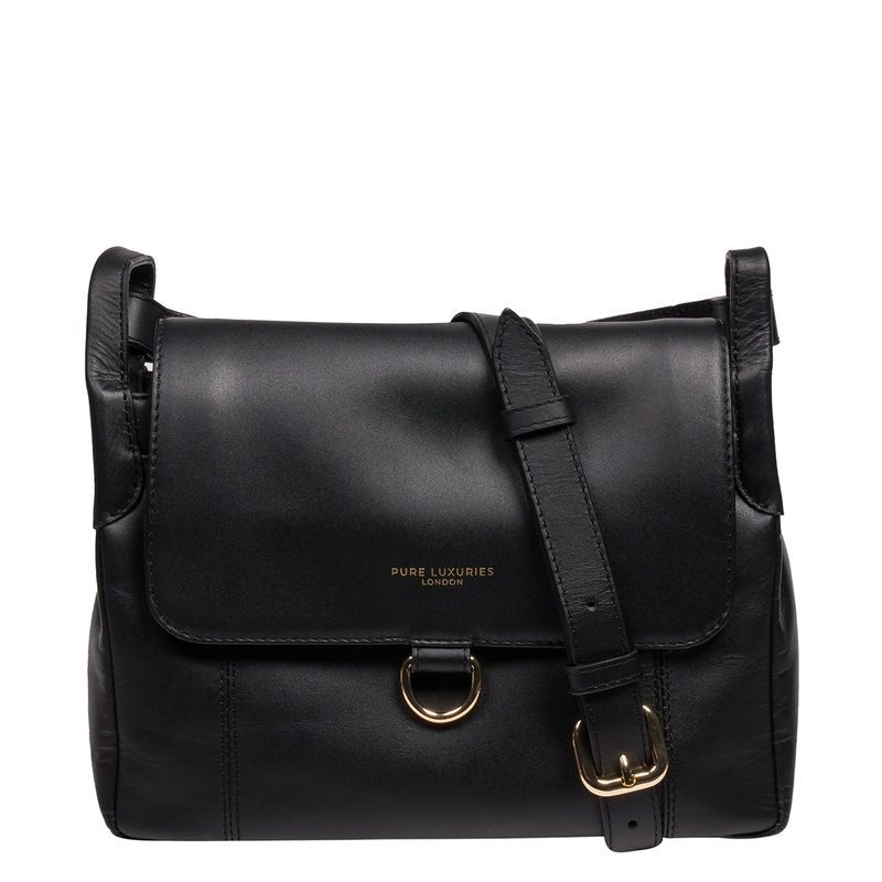 'Cassie' Black Leather Cross Body Bag