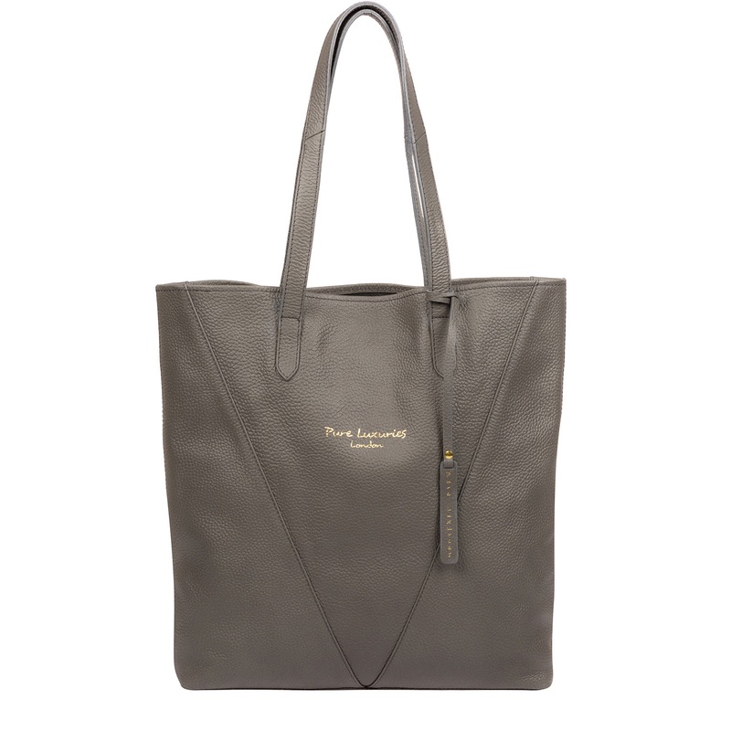 'Claudia' Grey Leather Shopper Bag