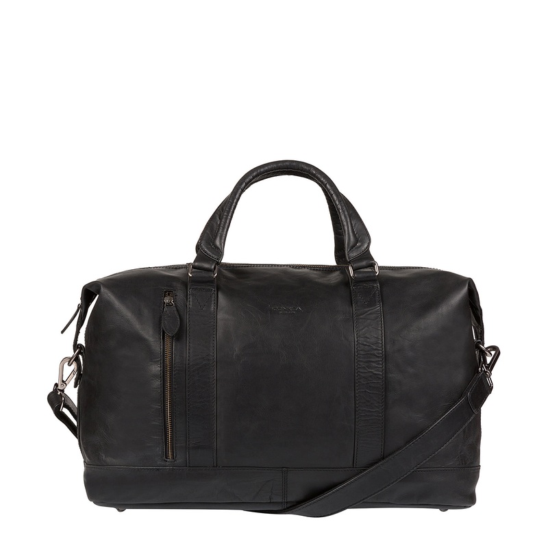 'Duran' Black Leather Holdall