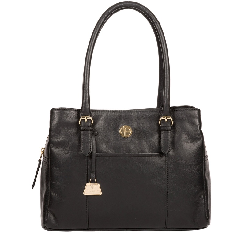 'Fleur' Jet Black Leather Handbag