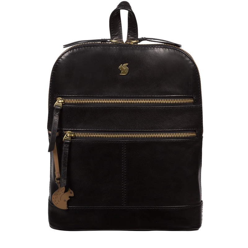 'Francisca' Black Leather Backpack