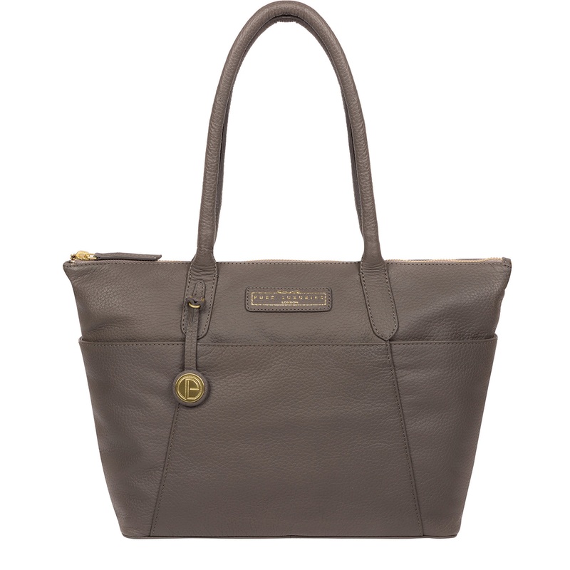 'Holne' Grey Leather Tote Bag