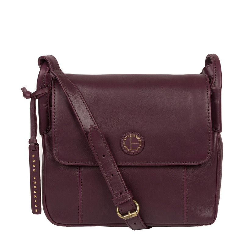 'Houghton' Blackberry Leather Cross Body Bag