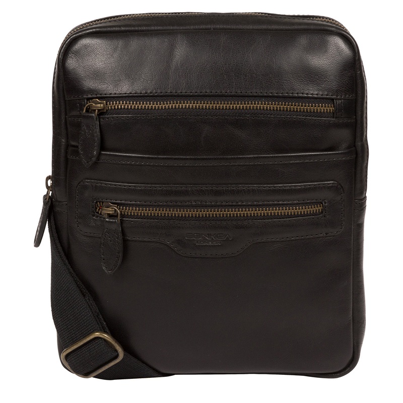 'Jairzinho' Black Leather Cross Body Bag