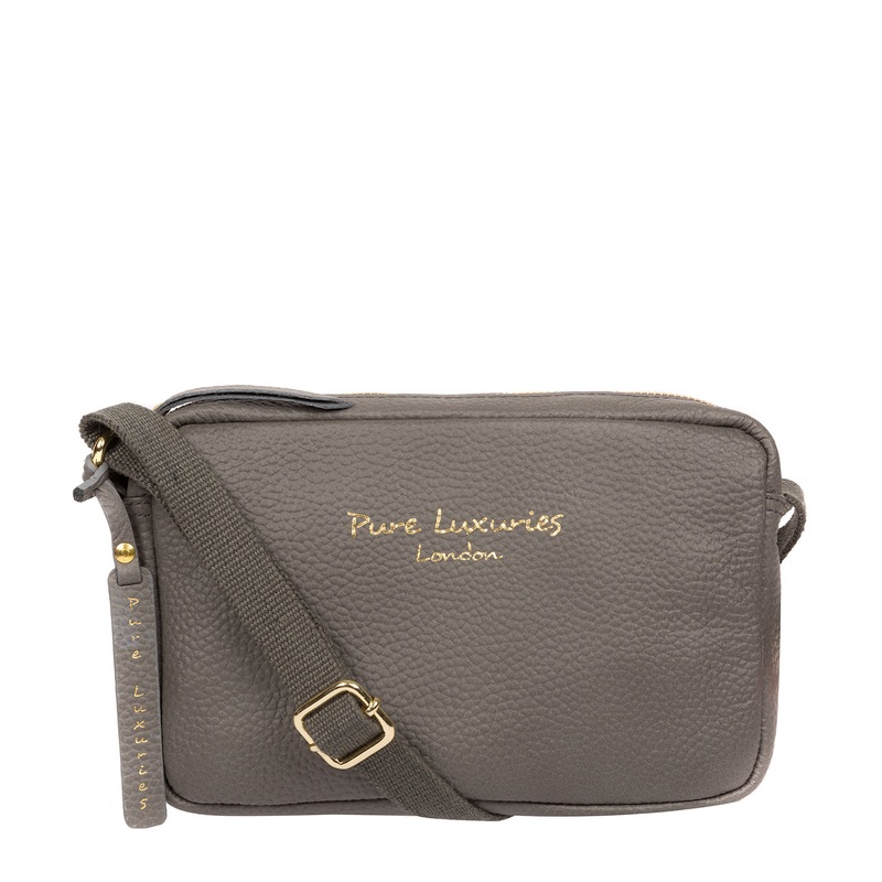 'Laine' Grey Leather Cross Body Bag