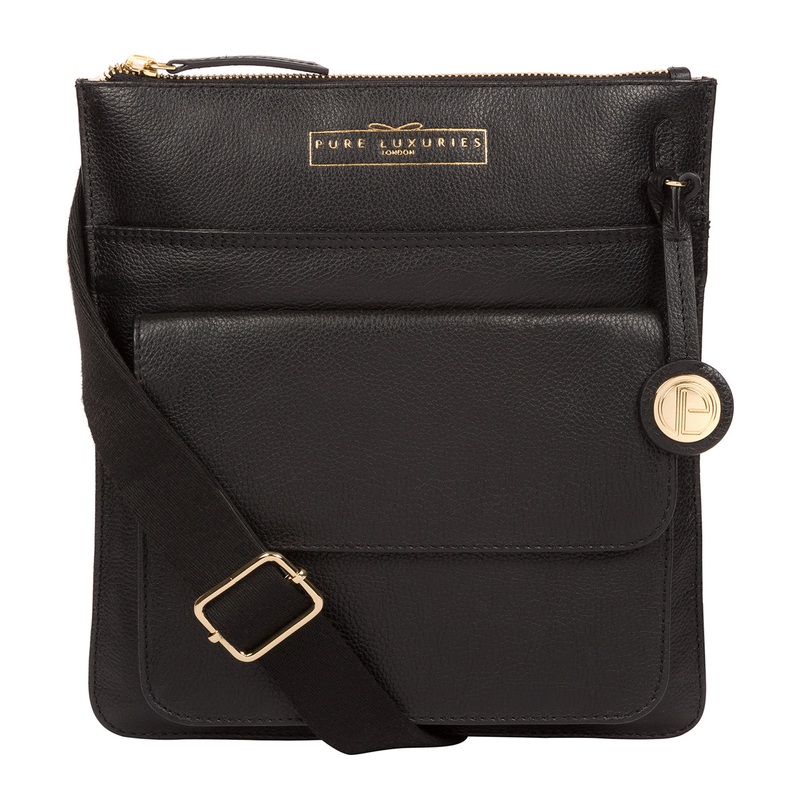 'Langley' Black Leather Cross Body Bag