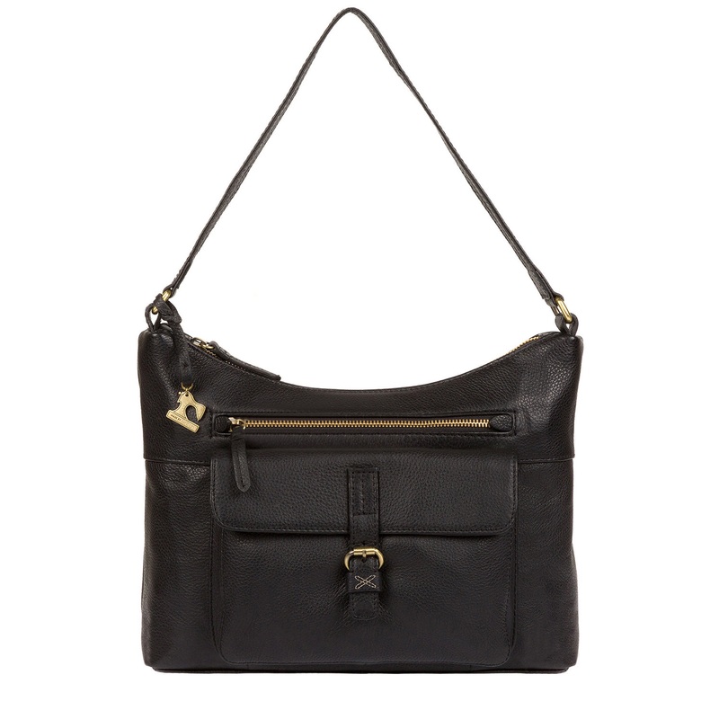'Laura' Black Leather Shoulder Bag
