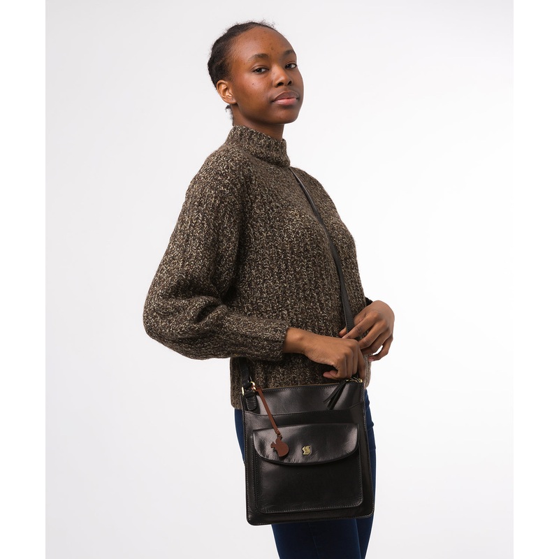 'Lauryn' Black Leather Cross Body Bag