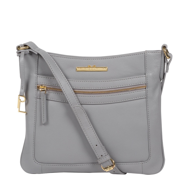 'Lewes' Grey Leather Cross Body Bag