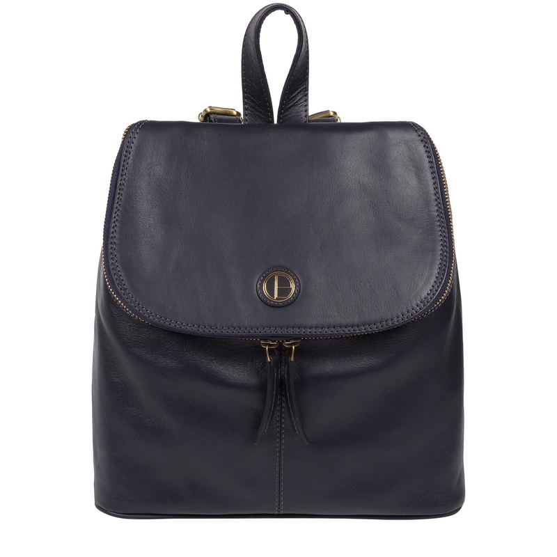 'Marbury' Navy Leather Backpack