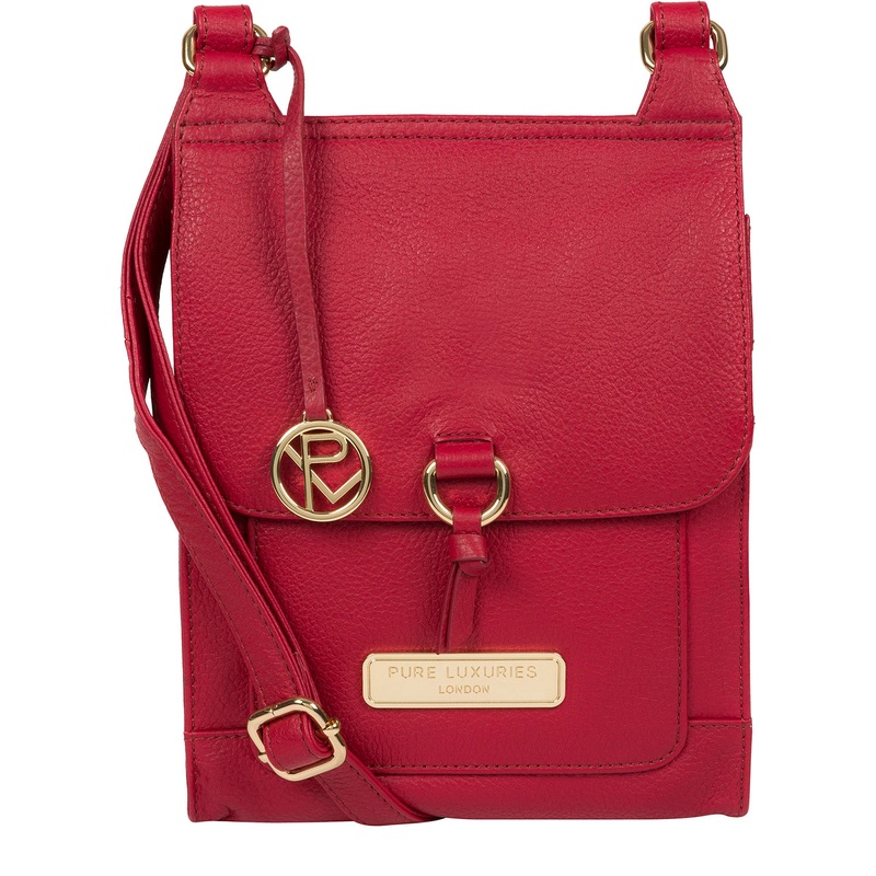'Naomi' Berry Red Leather Cross Body Bag
