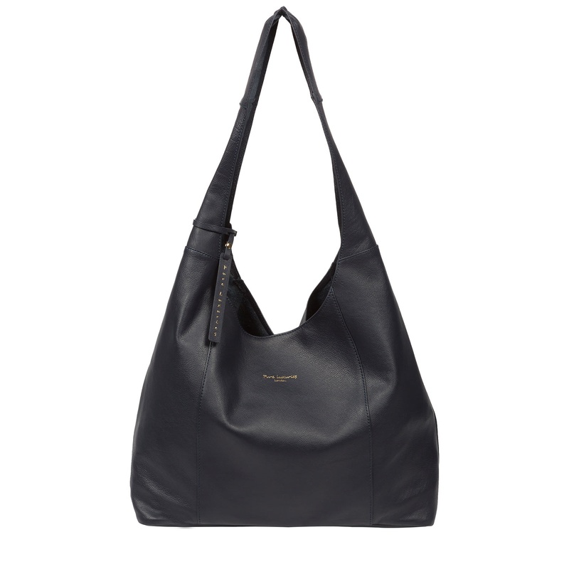 'Nina' Dark Navy Leather Shoulder Bag