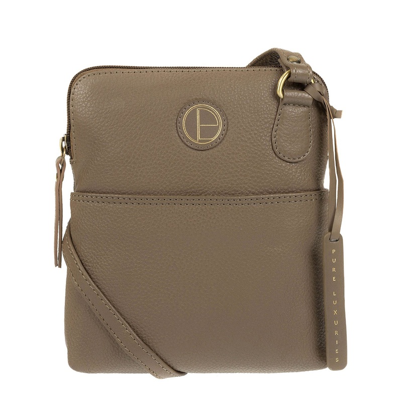 'Orsola' Taupe Fine Leather Cross-Body Bag