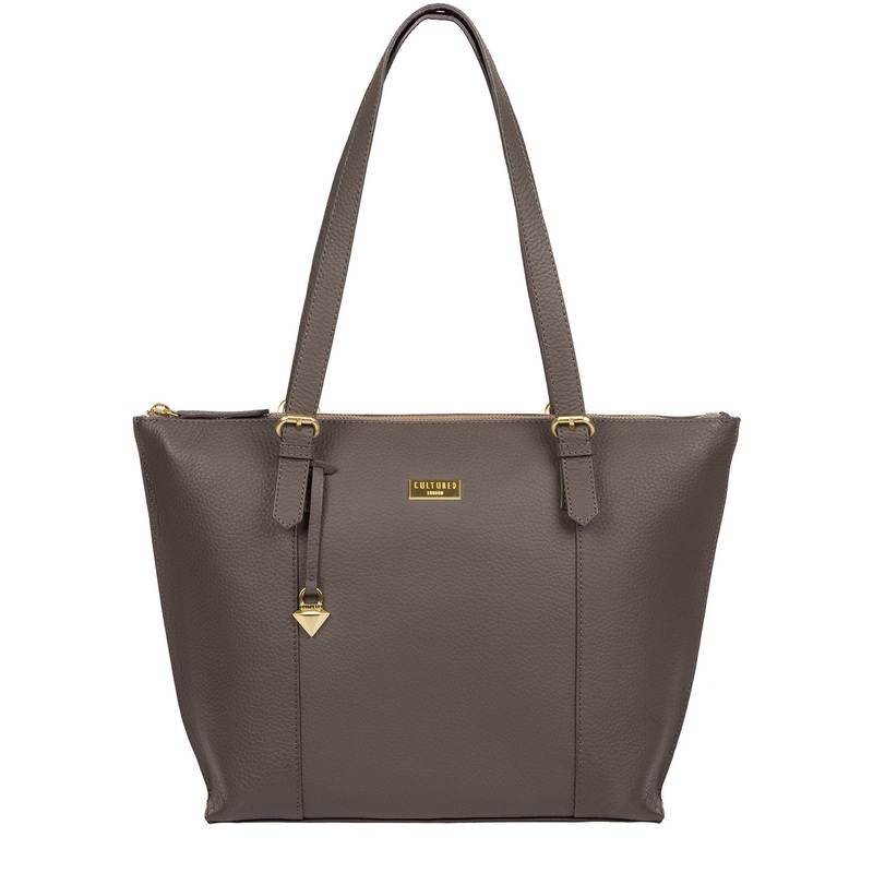 'Pippa' Grey Leather Tote Bag