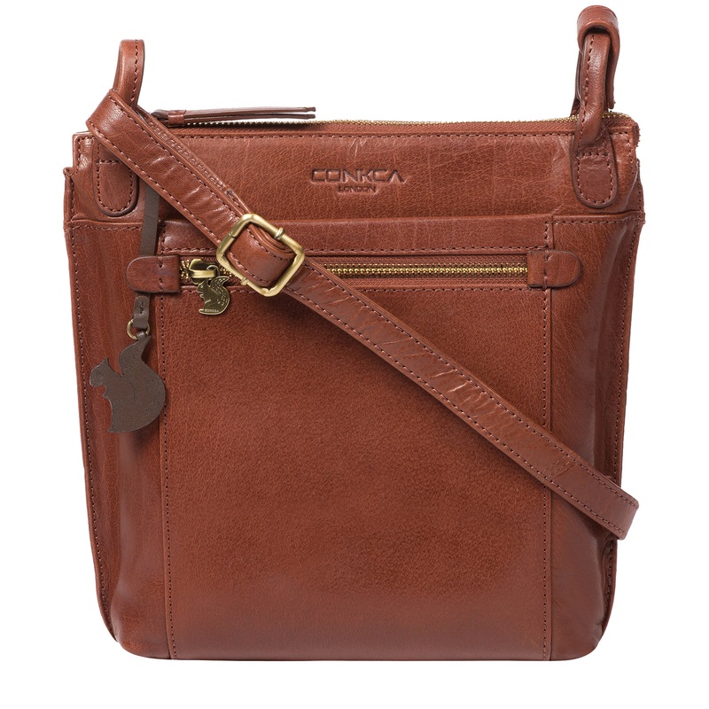 'Rego' Conker Brown Leather Cross Body Bag