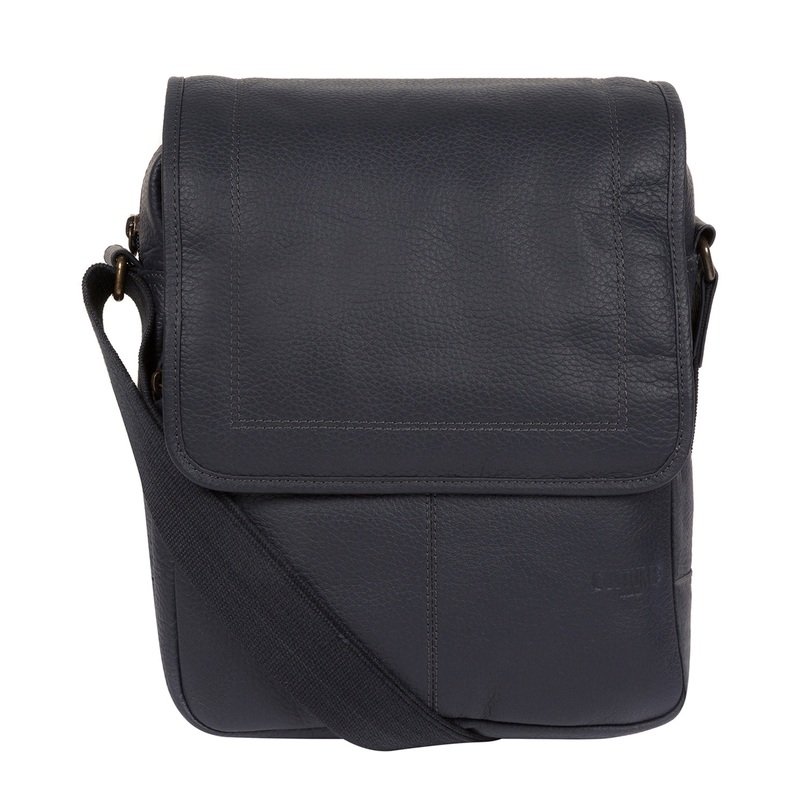 'Ride' Navy Leather Messenger Bag