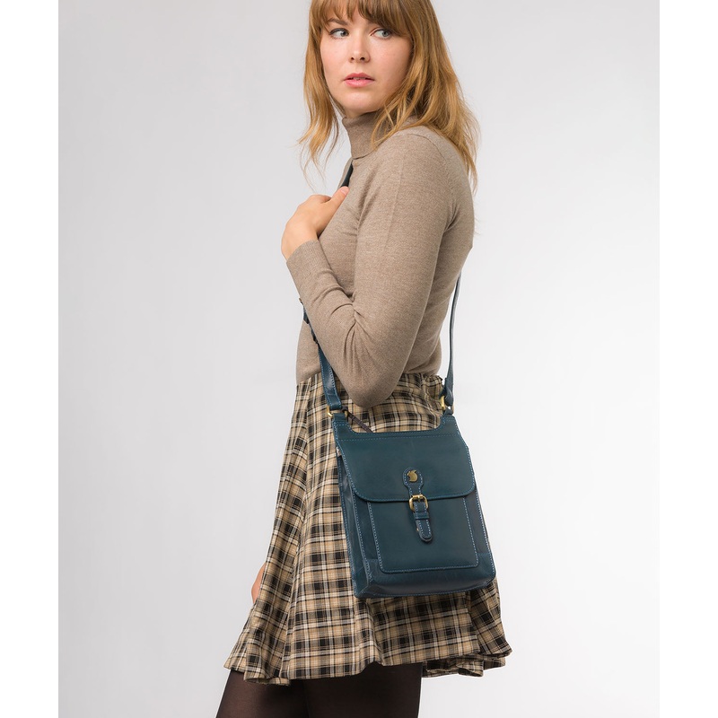 'Sasha' Snorkel Blue Leather Cross Body Bag