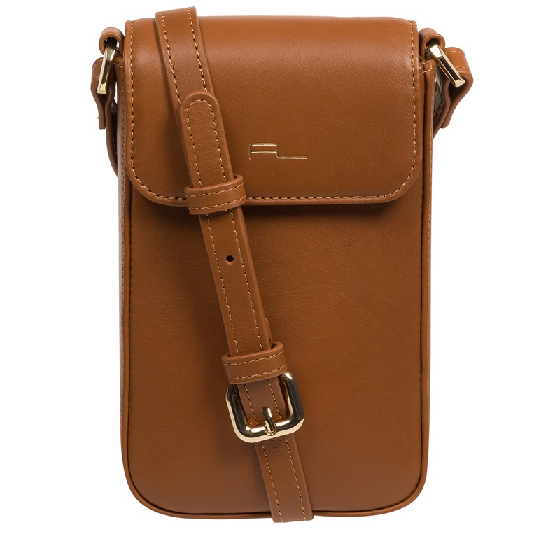 'Selena' Oak Nappa Leather Cross Body Phone Bag