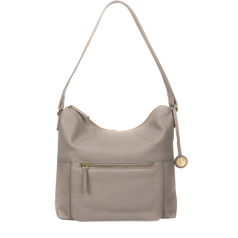 'Tenley' Grey Leather Shoulder Bag