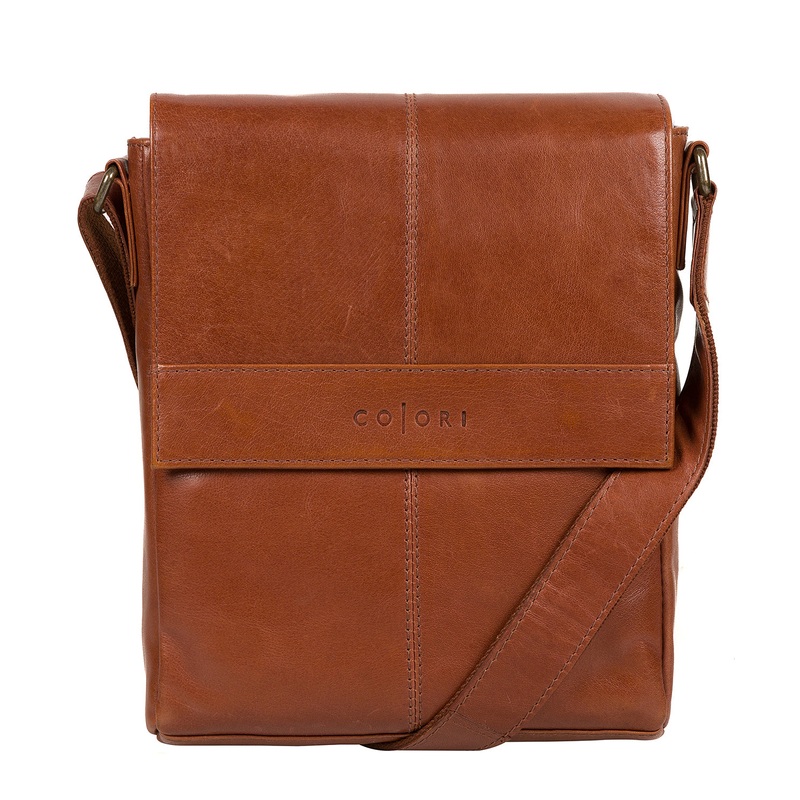 'Zoff' Italian-Inspired Chestnut Leather Messenger Bag