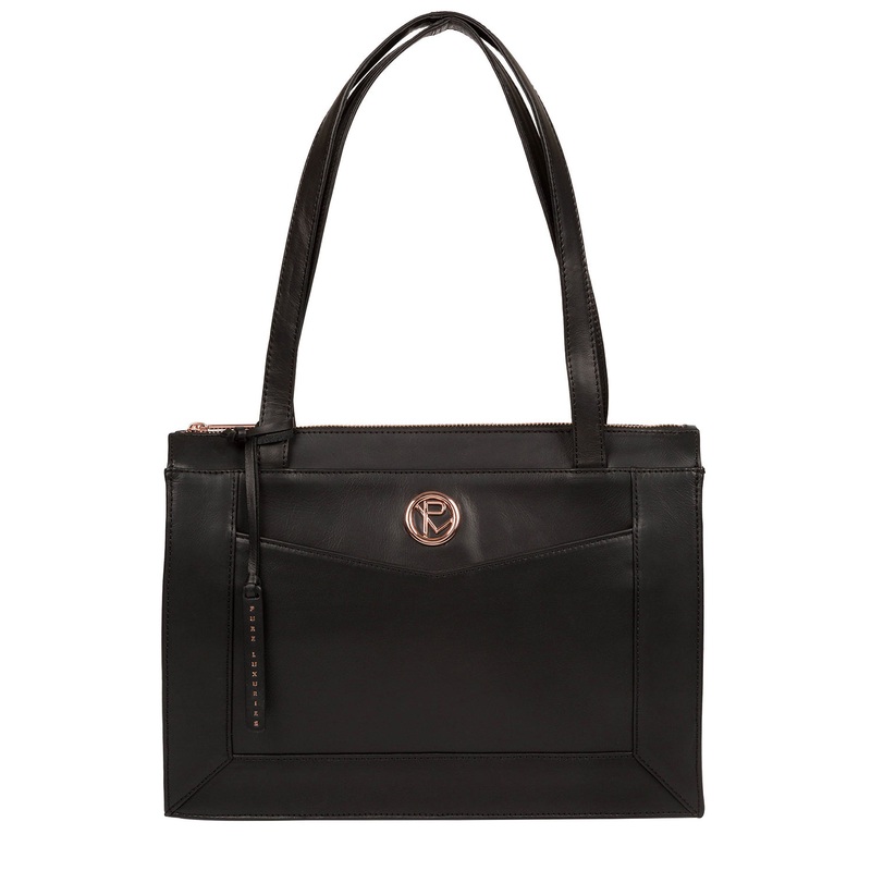 'Zoffany' Black Leather Handbag