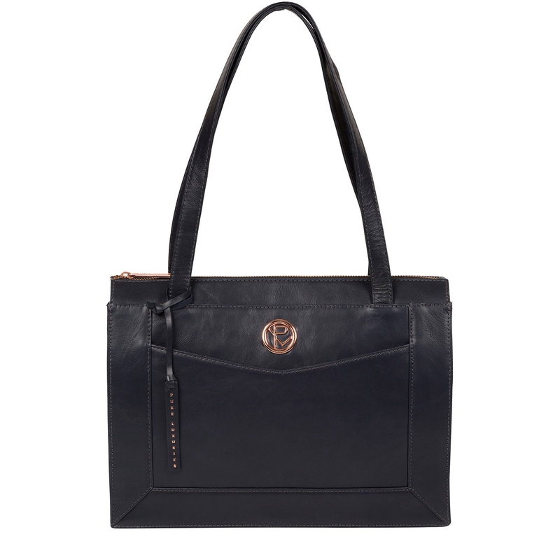'Zoffany' Navy Leather Handbag