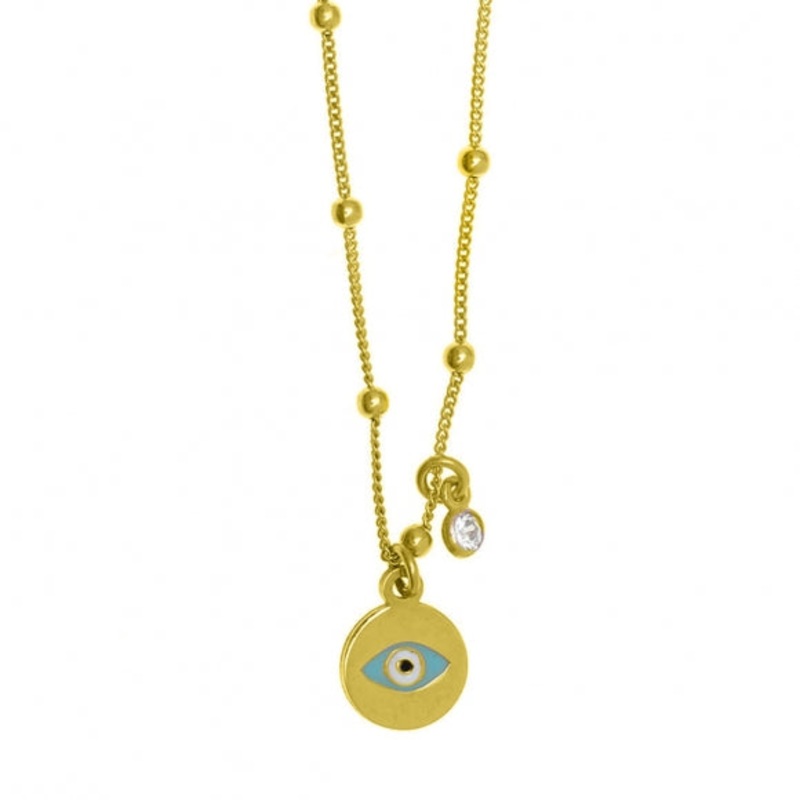 Gregio Necklace W/ Ball Chain and Evil Eye- Gold