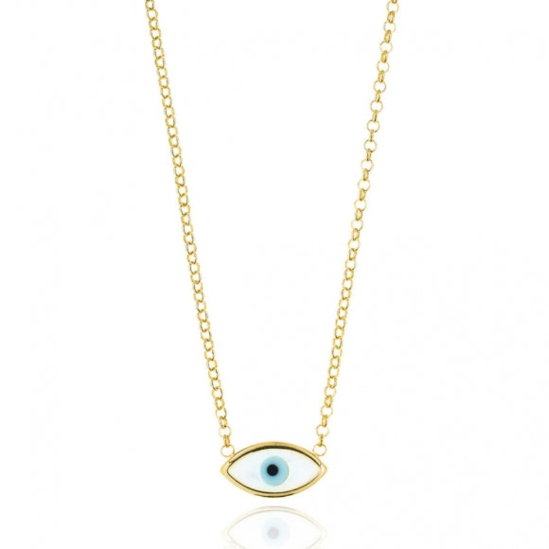 Gregio Wish Luck/ Lucky Moments Yg Necklace w/ Evil Eye & Cross - Gold