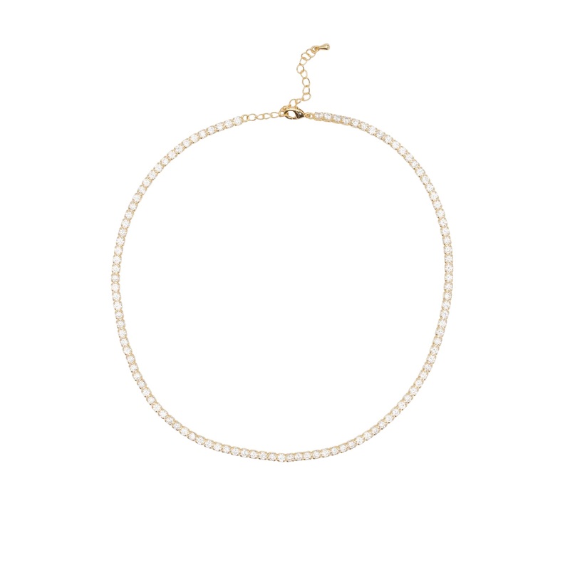 Mocha 3mm Tennis Necklace - Gold