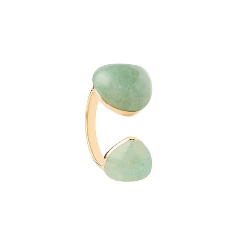 PDPAOLA Green Aventurine Gravity Ring - Gold
