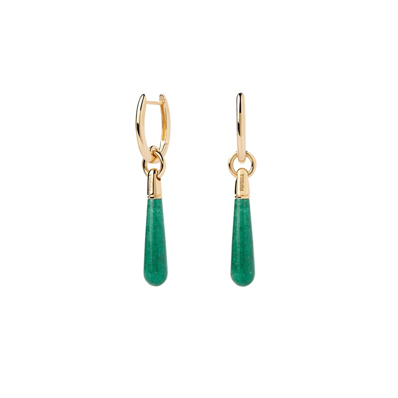 PDPAOLA Green Aventurine Large Jupiter Single Earring - Gold