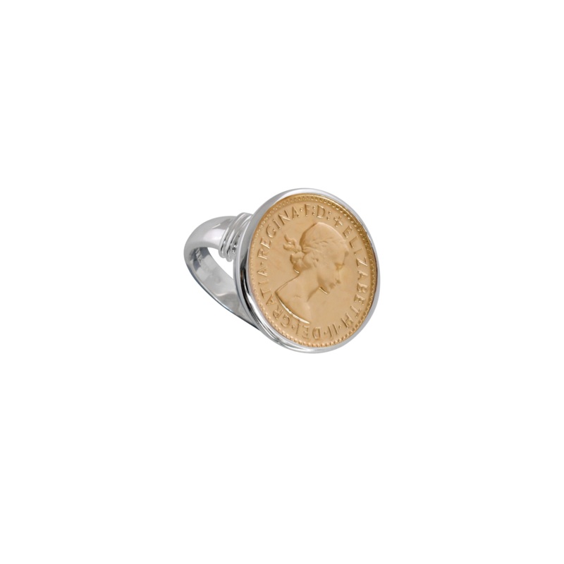 Von Treskow Authentic Sixpence Coin Ring - Gold
