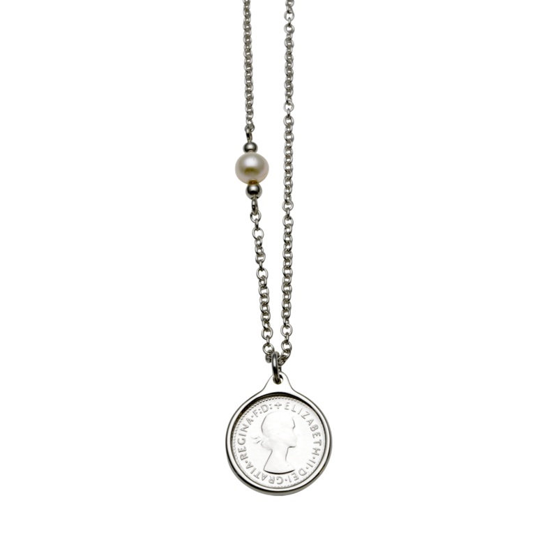 Von Treskow Threepence Coin Necklace w/ Pearl