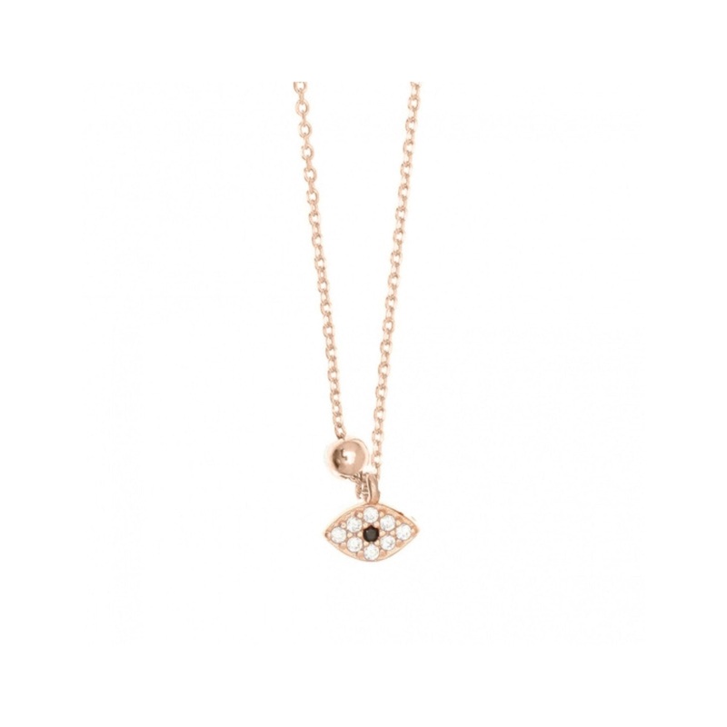 Gregio Simply Me Tiny Shiny Necklace w/ Cz Evil Eye- Rose Gold