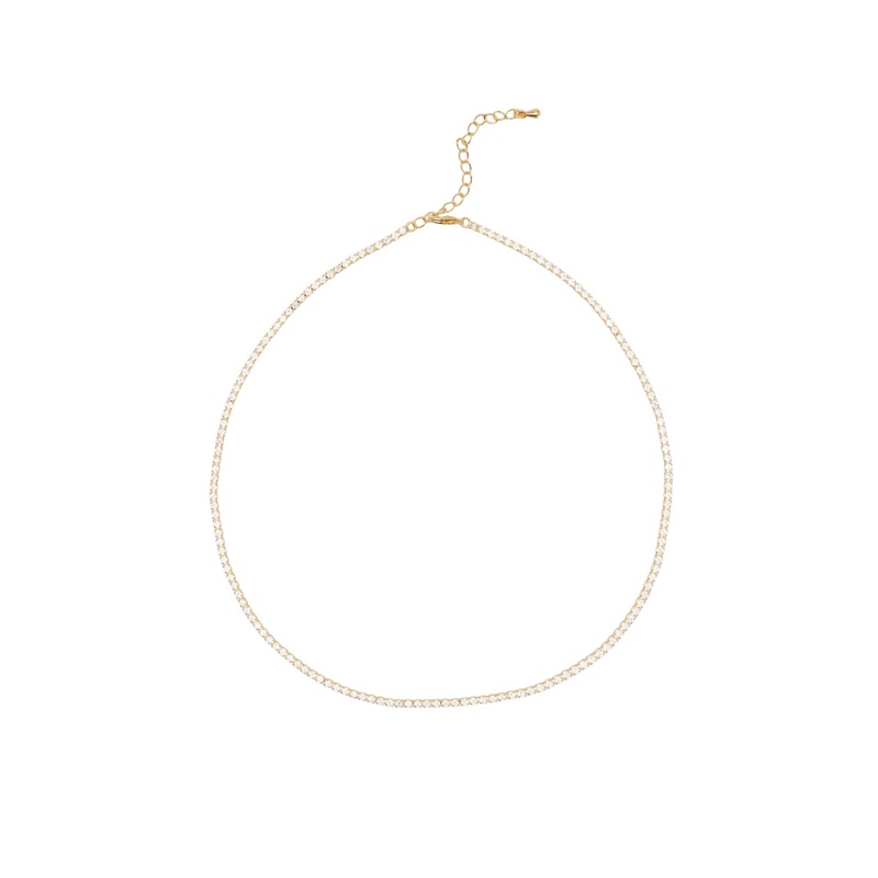 Mocha 2mm Tennis Necklace - Gold