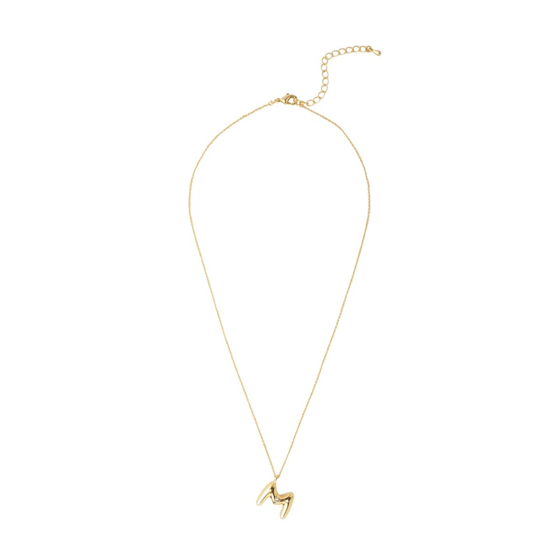 Mocha Bubble Initial Necklace - M - Light Gold