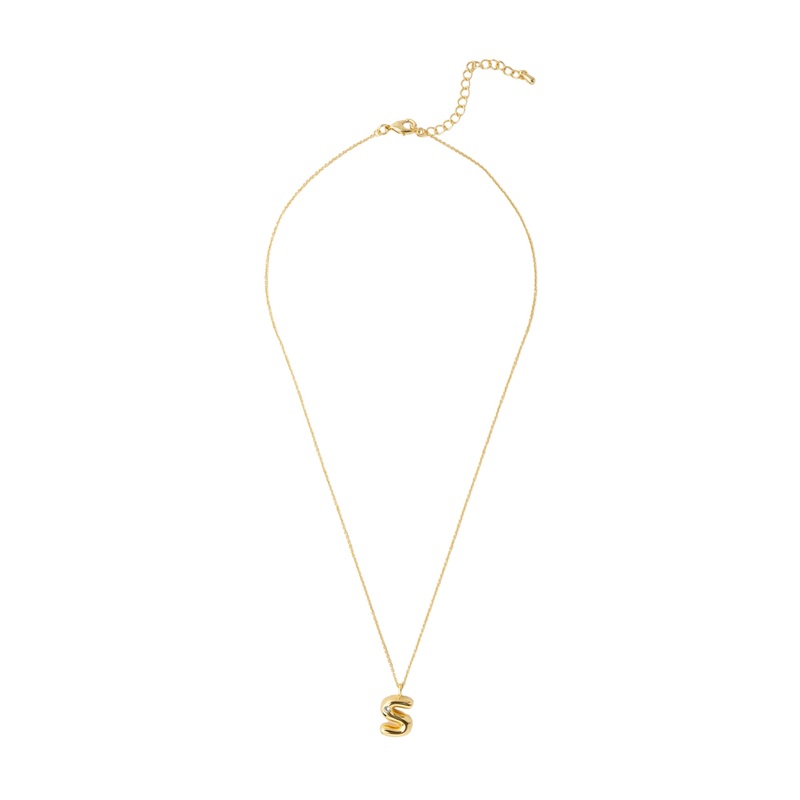 Mocha Bubble Initial Necklace - S - Light Gold
