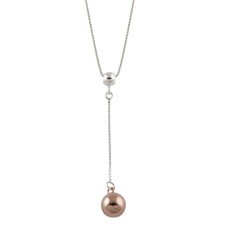 Von Treskow Fine Box Chain Ball Drop Necklace - Rose Gold